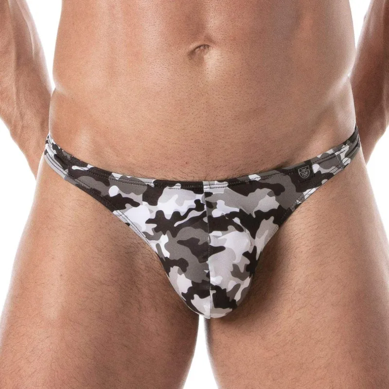 TOF Paris String de bain ICONIC SWIM Camouflage Gris