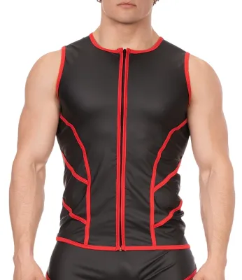 Barcode Berlin Veste sans manche ROBIN Noir-Rouge