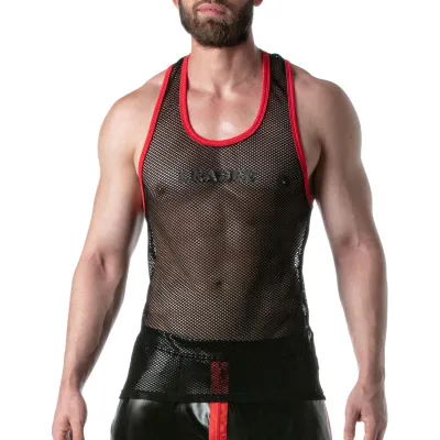 Débardeur en mesh TANK TOP Noir-Rouge