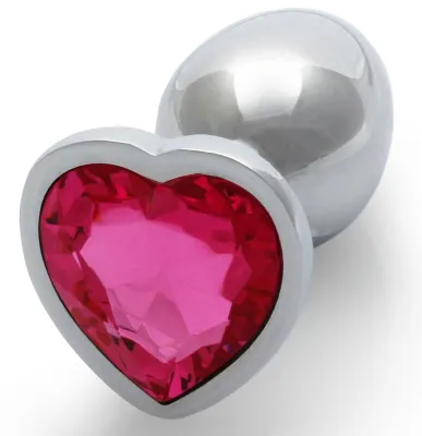 Plug Bijou anal HEART GEM S 6 x 2.6cm Argenté-Rose