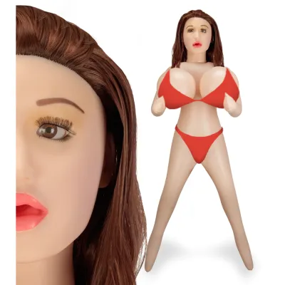 Poupée gonflable poitrine XXL cheveux châtains tête 3D Doris
