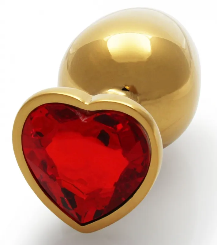 Plug Bijou anal HEART GEM M 7 x 3.3cm Doré-Rouge