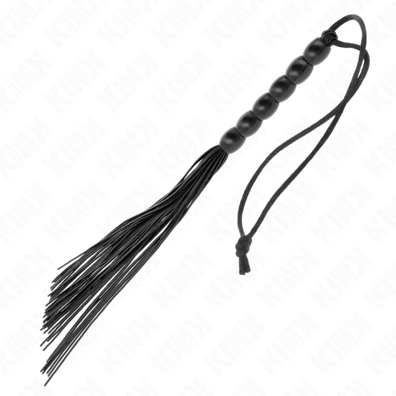 Mini fouet BDSM de poche avec billes noir 26 cm - Kink