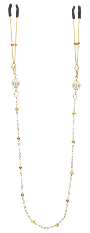 Pince-tétons avec chaîne TWEEZERS PEARLS Taboom Dorées