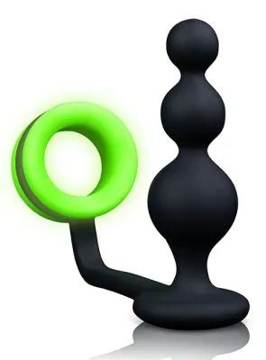 Anneau pénien phosphorescent et Plug BEADS GLOW 10 x 3.3cm