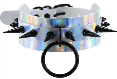 Collier à pointes STROBO LASER Argenté-Noir
