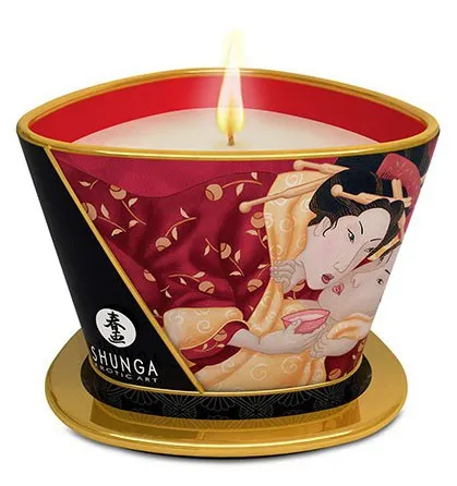 Chandelle à massage Shunga ROMANCE Fraise 170mL