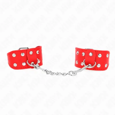 Bracelets BDSM Double Ligne de Clous Réglables Rouge - KINK
