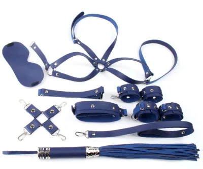 Coffret Bondage SM OBEDIENCE 10 Pièces Bleu