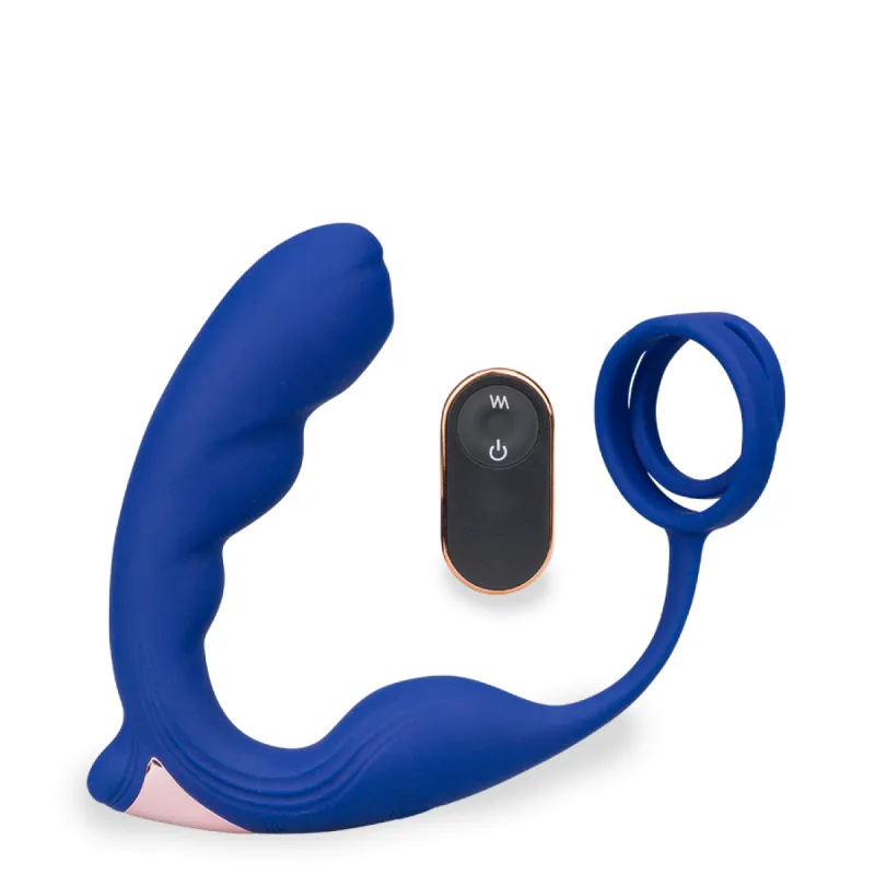 Vibromasseur anal Stimulateur de prostate et double anneau Fury - Bleu foncé