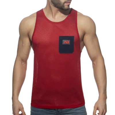 Débardeur Mesh POCKET CONTRAST Rouge-Marine