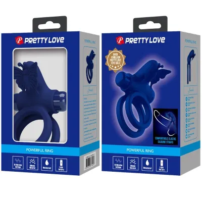 Anneau Vibrant Double Jamele Papillon Bleu - Pretty Love