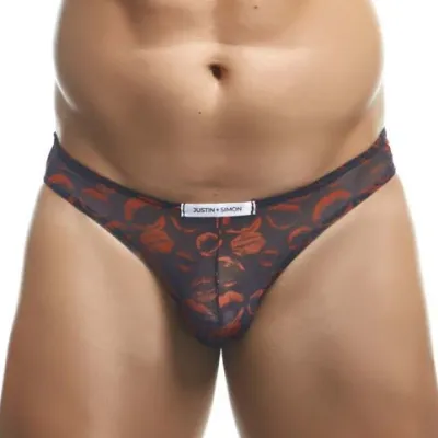 Slip mesh LIPS BIKINI Noir-Rouge