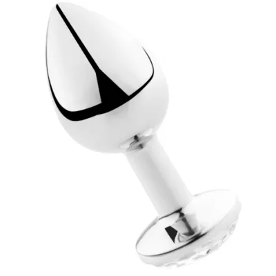 Plug anal métal bijou transparent taille L - Secret Play