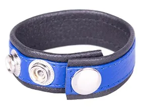 Anneau pénien en Cuir Bleu-Noir