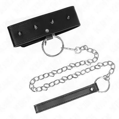Collier avec Laisse Clous Argentés Réglable 36-43cm - Kink