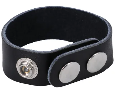 Anneau pénien ajustable en cuir THE LEATHER 3 SNAP Noir