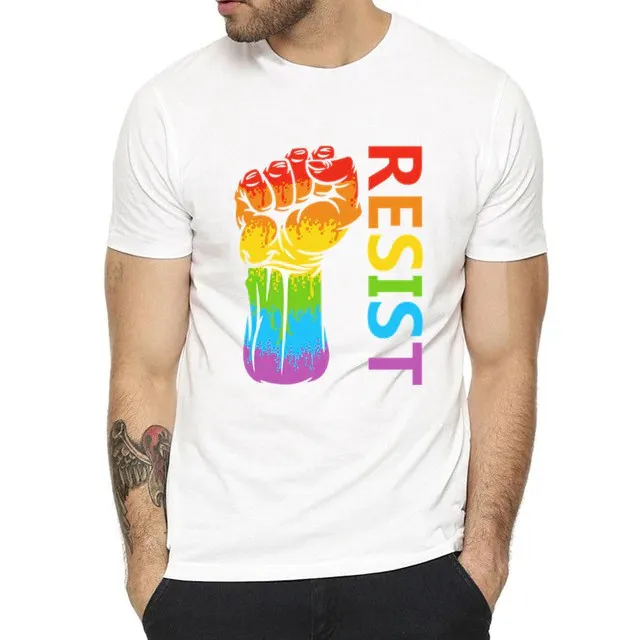 T-shirt RESIST RAINBOW blanc