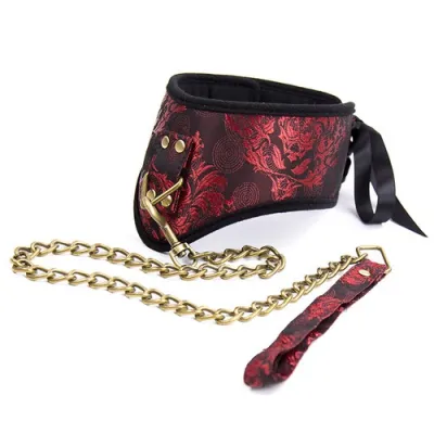 Collier avec Laisse SCANDAL Rouge