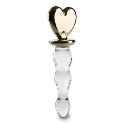 Gode godemichet en verre Golden Heart gode vaginal ou anal homme ou femme -