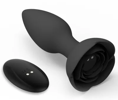 Plug Bijou Vibrant ROSE 10 x 4cm Noir
