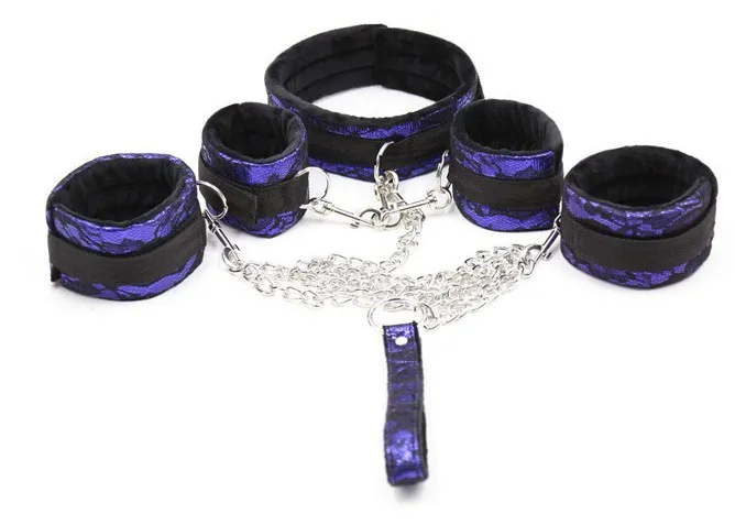 Kit Sm Bondage Collier + Menottes Violet