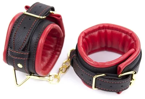 Menottes de poignets rembourrées THICKEN Noir-Rouge