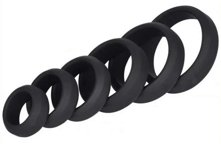 Lot de 6 cockrings Silicone HYPERION Noir