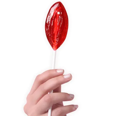 Sucette comestible en forme de vagin fraise - Secret Play