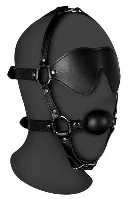 Bâillon Muselière avec Boule et Masque GAG XTREME Noir