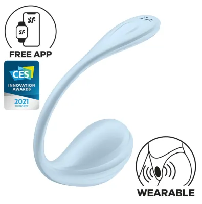 Vibromasseur Connecté Point G SMOOTH PETAL 8.5 x 3.8cm Bleu Clair