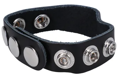 Anneau pénien ajustable en cuir THE LEATHER 5 SNAP Noir