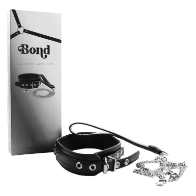 Collier et laisse luxe BOND - Largeur collier : 3,2 cm