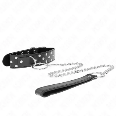 Collier BDSM Rivet Anneau avec Ceinture 65cm Noir - KINK
