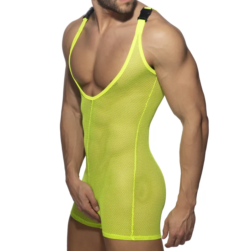 Addicted Combinaison Singlet MESH WRESTLING SUIT Fluo