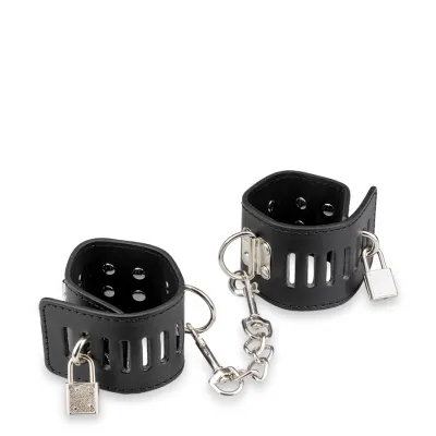 Menottes poignets cuir et métal