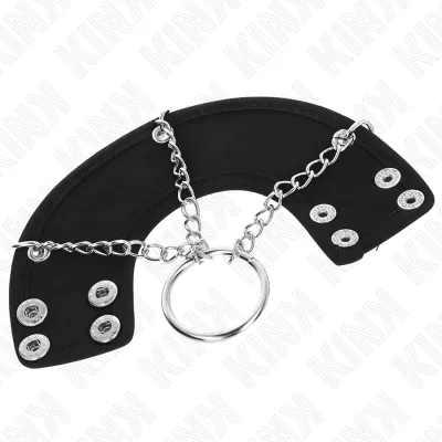 Anneau Pénien Métal Chaîne avec Ceinture Cuir 4-7cm - KINK