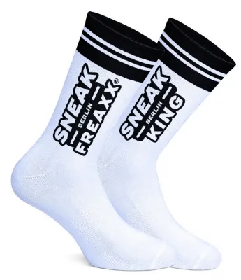 SneakFreaxx Chaussettes blanches SNEAK KING Blanc-Noir