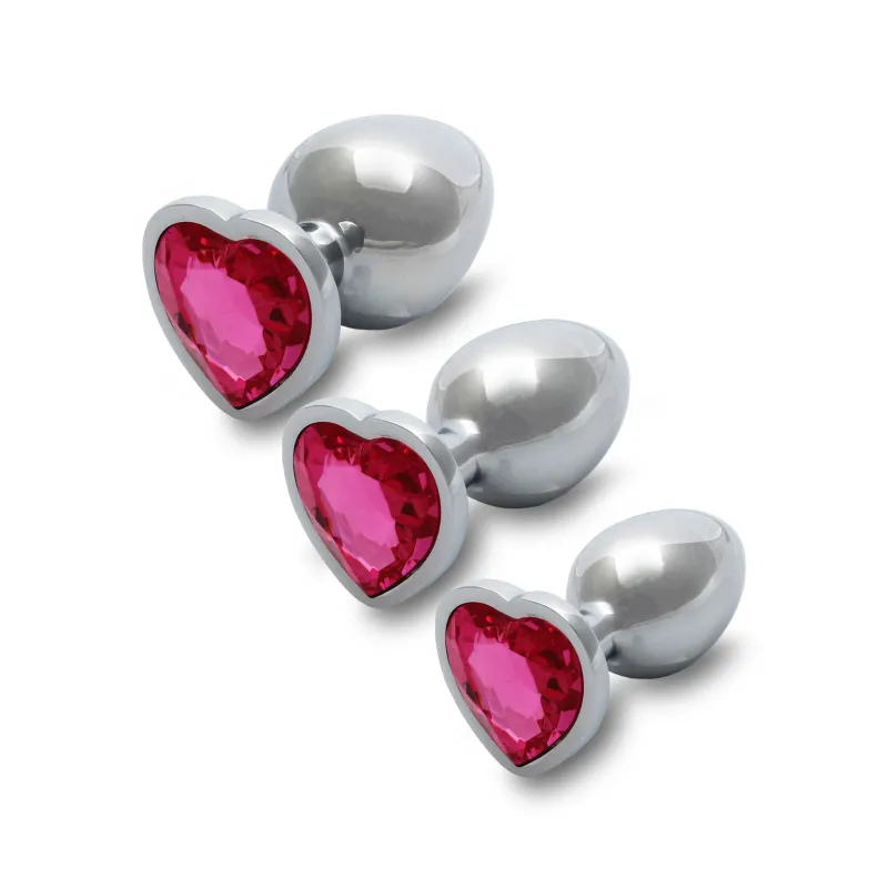 Plug bijou Métallique Cœur Silver - Saphir Rose