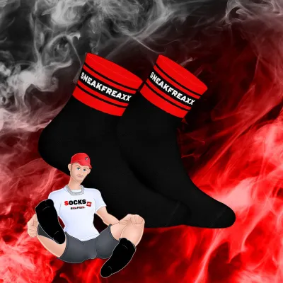 Chaussettes basses BLACK RED SHORT Noir-Rouge