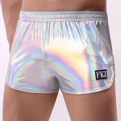 MenSexyWear Short brillant FAKIZ Gris argenté
