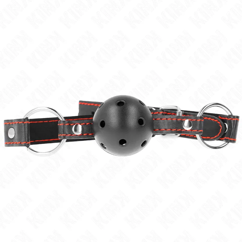 Gag balle creux dur noir modèle 2 65 x 2,5 cm - Kink