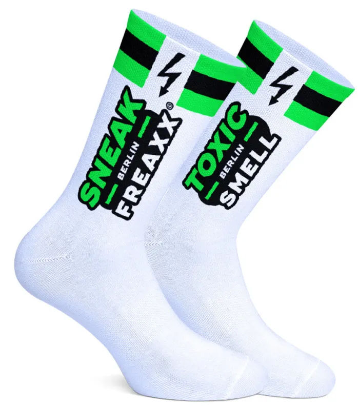 SneakFreaxx Chaussettes SNEAK TOXIC Blanc-Vert