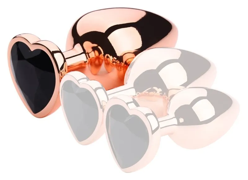 Plug Bijou Anal GOLD HEART L 8 x 4.1cm Noir
