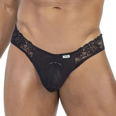 CandyMan Thong Dentelle POTHIOS Noir