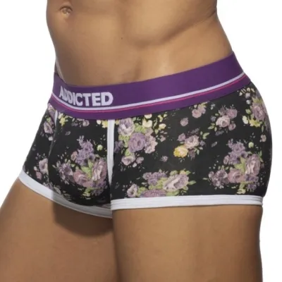 Boxer VIOLET FLOWERS Noir-Violet