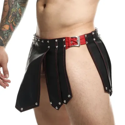 MOB Eroticwear Jupe homme Sm ROMAN SKIRT Noire-Rouge