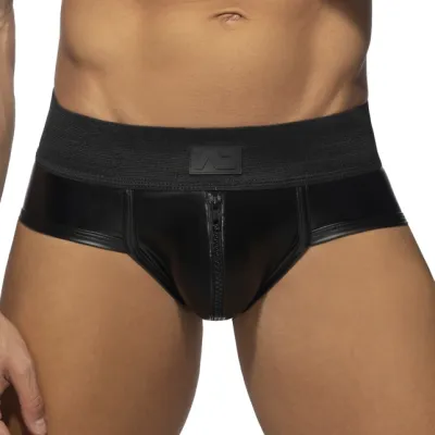 AD Fetish Slip FRONT & BACK ZIP RUB Noir