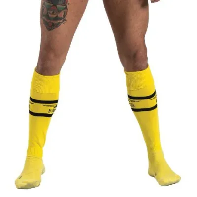 Mr B - Mister B Chaussettes hautes URBAN FOOTBALL SOCKS Jaune-Noir