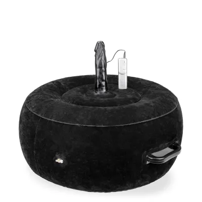 Coussin gonflable rond avec gode vibrant Crazy Rider gode vaginal ou anal homme ou femme - Noir
